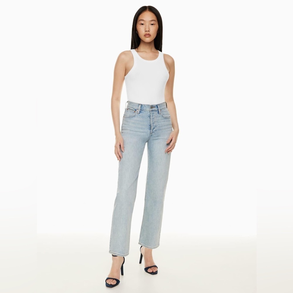 Denim Forum The Arlo High Rise Straight 28l Light Blue Wash